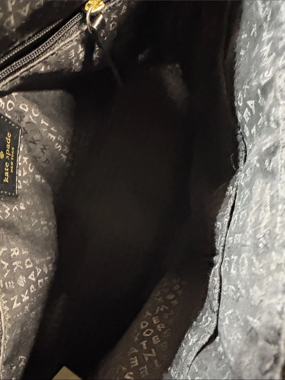 kate spade Black Satchel with Cream Polka Dots and Gold Hardware